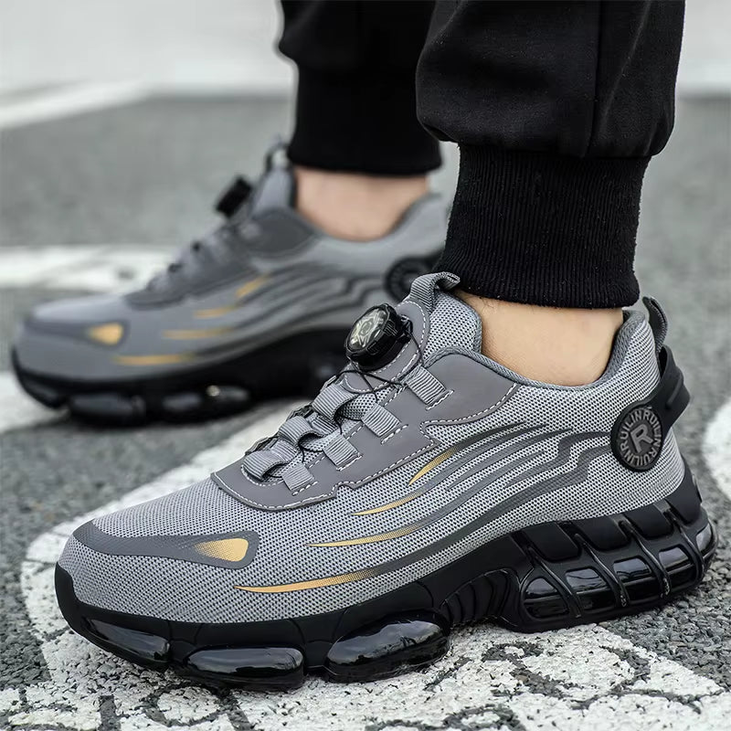 Rotating Button New Safety Shoes Men Anti-Smash Anti-Puncture Work Shoes Fashion Men Sport Shoes Security Protective Boots Men