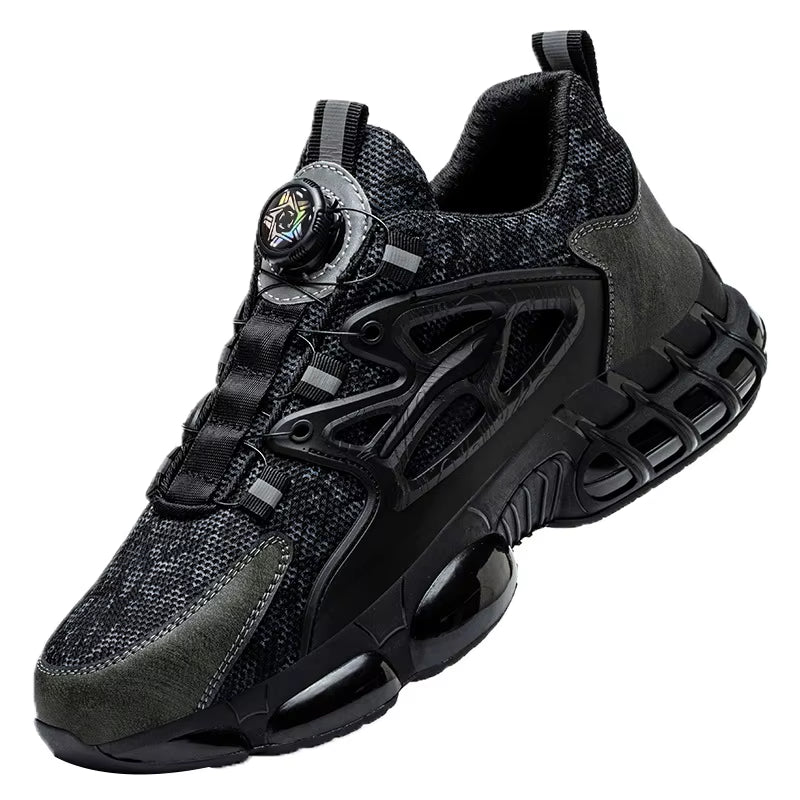 Rotating Button New Safety Shoes Men Anti-Smash Anti-Puncture Work Shoes Fashion Men Sport Shoes Security Protective Boots Men