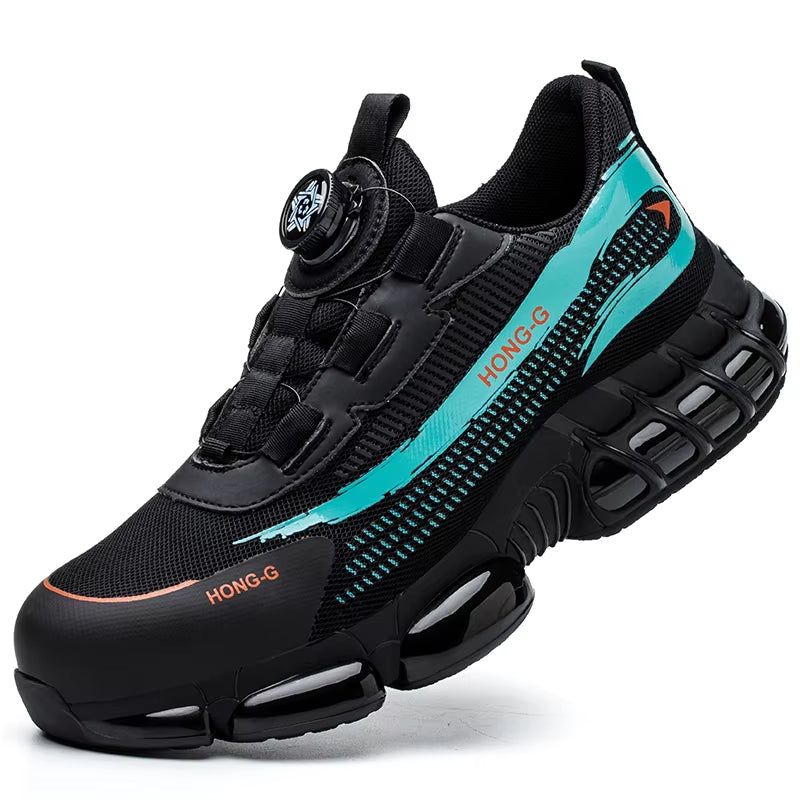 Rotating Button New Safety Shoes Men Anti-Smash Anti-Puncture Work Shoes Fashion Men Sport Shoes Security Protective Boots Men
